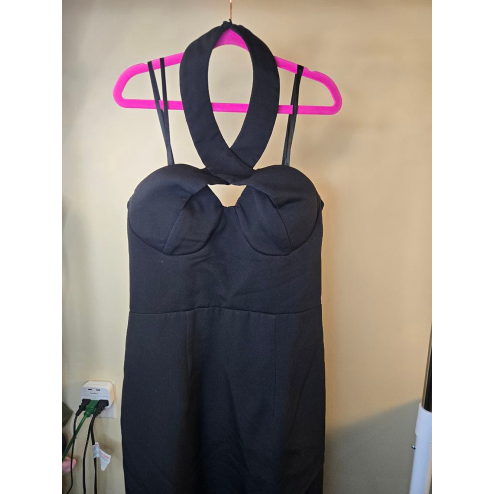 Women's BARIANO Black Halter Neck Maxi Dress L - Picture 6 of 16